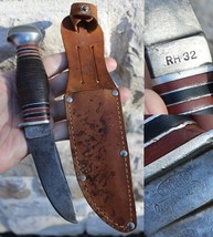 vintage Remington Dupont RH-32 fixed blade knife STACKED LEATHER leather sheath - $83.99