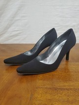 Stuart Weitzman Black Fabric Raquel Slip on Pumps Sculpted Heels Shoes Sz 5.5 B - $56.34