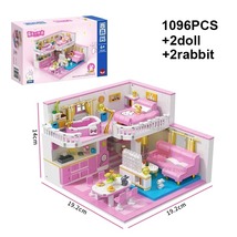 Bedroom Building Blocks Set Apartment Kitchen Model Micro Bricks Toy Rabbit - $61.99