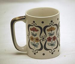 Coffee Cup Hot Chocolate Mug Abstract Floral Scene Vintage Style Unknown... - $14.84