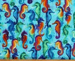 Cotton Ocean Sea Horses Rainbow Underwater Fabric Print by Yard D682.65 - £10.14 GBP