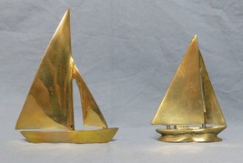 Vintage Brass Sailboats Sculpture Paperweight Nautical Ship Coastal Meta... - $29.05