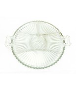 Vintage 12&quot; Round Pressed Glass Relish Plate, Double Handled, 6 Compartm... - $17.41 CAD