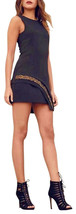 $450 Maac London Swoosh Dress Black 4 Small Sparkle Hem Structured Futuristic - £174.85 GBP