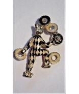 Vtg Enamel Rhinestone Juggler Clown Pin Brooch - $29.00