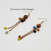 Long Earrings with Faceted Agate and Gold Chains, NWT, handmade image 5