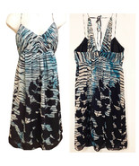 Vintage BCBG Paris Silk Blue Structured Maxi Dress Halter Dress Sleevele... - £39.32 GBP