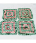 Pot Holders or Hot Pads Hand Crocheted Lot Of 4 Square 6-1/2&quot; - $197.50 MXN