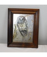 Owl Wall Art Iridescent Metallic Foil Framed Signed C Hoss 8.5x10.5&quot; FLA... - $14.52