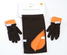 Nike Boys Brown &amp; Orange Fleece  Gloves &amp; Scarf  Youth Size 8-20 NWT - $18.55