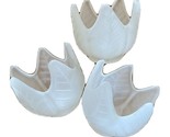 PartyLite Frosted Glass Leaves Pattern Votive Tea Light Holders Lot of 3 - $11.47