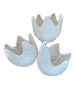 PartyLite Frosted Glass Leaves Pattern Votive Tea Light Holders Lot of 3 - £9.01 GBP