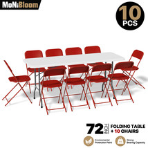 [10 PCS FOLDING CHAIR+4 FT DINING TABLE SET]Camping Seat Wedding Commerc... - £367.45 GBP