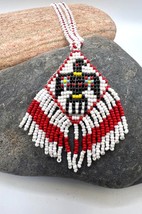 Navajo Handmade Multicolored Seed Bead Thunderbird Pow Wow Beaded Necklace - £22.34 GBP