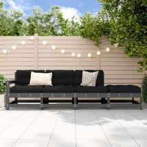 4 Piece Garden Lounge Set Grey Solid Wood Pine - £168.44 GBP