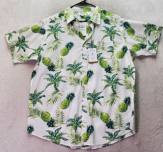 Haggar Shirt Men Size XL White Green Pineapple Hawaiian Short Sleeve Button Down - £19.72 GBP