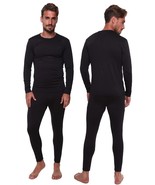 Men&#39;s Thermal Set, Lightweight Ultra Soft Fleece Shirt and Pants,Black,L... - $33.82 CAD