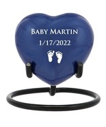 Blue Premature Baby Engraved Heart Urn - Stand Option - $54.63 CAD