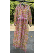 Vintage stunning maxi dress 1970&#39;s sheer boho wedding bridesmaid floral ... - $1,225.19 MXN