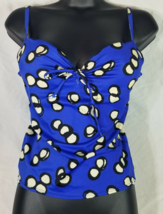 Victoria&#39;s Secret Joey Push-up Tankini Padded Underwire Swimtop 34B Blue Dotted - £14.09 GBP