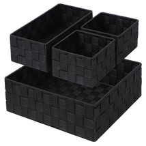 Woven Storage Baskets For Organizing, Small Black Baskets Cube Bin Container Tot - £31.96 GBP