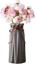 Vanenjoy 9 Inch Geometric Grey Ceramic Vases Decorative Flower Vase For Fresh - £28.76 GBP