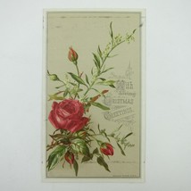 Victorian Christmas Card Raphael Tuck &amp; Sons Red Roses White Flowers Ant... - $5.99