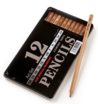 KITABOSHI 9900 Art Set of 12 Pencils - 4H to 6B in a metal tin - Made in Japan - £13.32 GBP