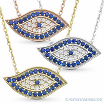 Evil Eye Crystal Charm Pendant Turkish Nazar Greek .925 Sterling Silver Necklace - £15.76 GBP