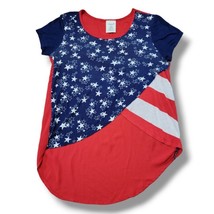 Marci Top Size Medium High Low T-Shirt Patriotic Stars And Stripes American Flag - £20.17 GBP