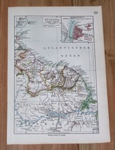 1912 Original Antique Map Of Guyana Suriname French Guiana Georgetown Inset Map - £15.10 GBP