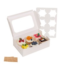 50Pcs Cupcake Carrier,9.4X6.1X3.14 Inches 6 Count Cupcake Box,White Cupcake Cont - £32.57 GBP