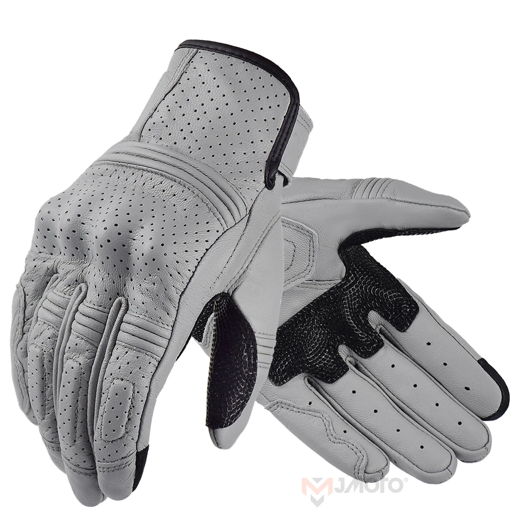 Retro Goat Leather Motorcycle Gloves Men Women Summer Perforated Electric Bike G - $97.02