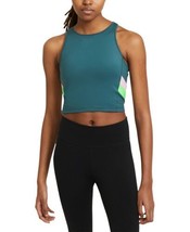 Nike Womens Colorblocked Crop Tank Top  X-Small  Dark Teal Green/Lime Glow - £38.58 GBP