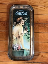 Vintage Drink Coca-Cola w Girl Next to Tree &amp; Basket w Roses on Top Adve... - $25.14