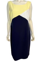 NWT Black Label by Evan Picone Yellow, White, Blue Colorblock Slless Dress 18 - £26.15 GBP