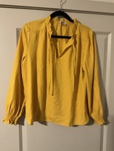 LOFT Women&#39;s Ladies Blouse Top Size Large Petite Yellow Long Sleeve NWT - $30.17 CAD