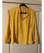LOFT Women&#39;s Ladies Blouse Top Size Large Petite Yellow Long Sleeve NWT - $30.17 CAD