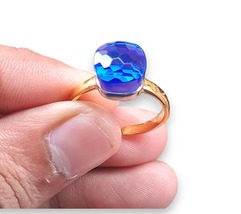 Pomellato Ring Blue Sapphire Gemstone Adjustable Ring 925 Sterling Silver Ring - $60.00