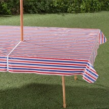 Patriotic Zippered Umbrella Table Cover Red White Blue Outdoor 60 x 90 G... - $353.24 MXN