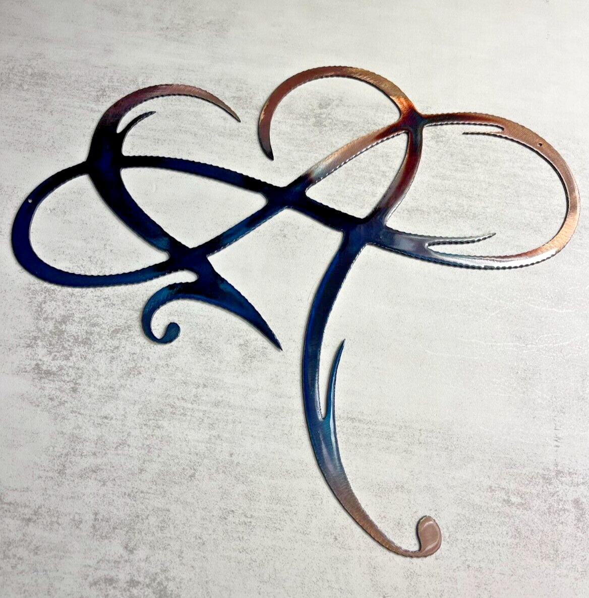 Primary image for Infinity Heart - Metal Wall Art - Copper 10 3/4" x 12 1/4" Blue Tinged