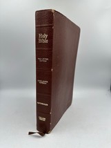 Vtg KJV Holy Bible Self Pronouncing Red Letter Collins Brown Bonded Leather - £11.21 GBP