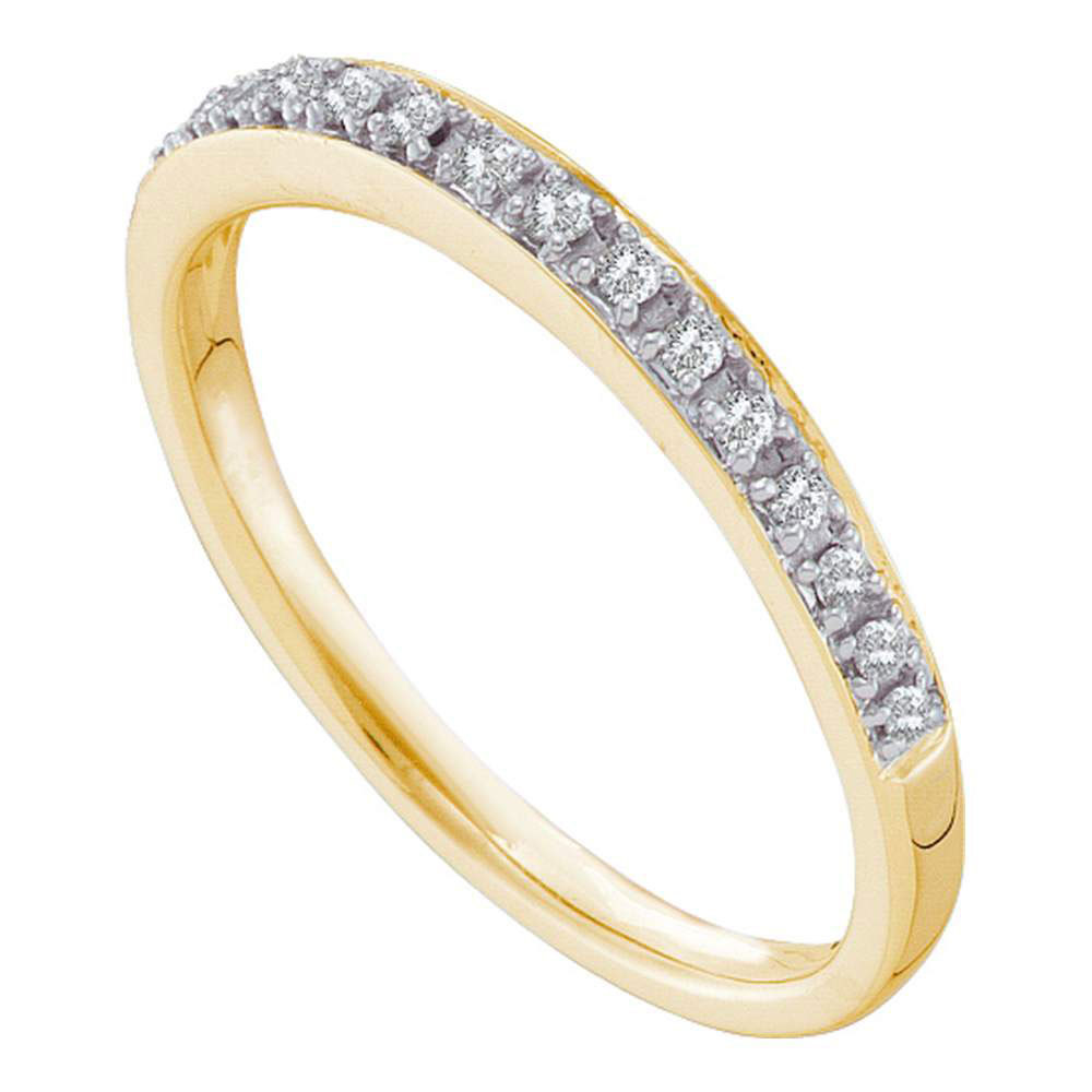 Primary image for 14k Yellow Gold Womens Round Prong-set Diamond Slender Band 1/8 Cttw