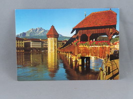 Vintage Postcard - Lucerne Chapel Bridge and Water Tower - Globetrotter GMBH - £11.96 GBP