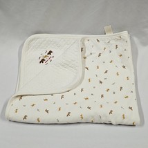 Vintage Baby Gap Blanket Cream Quilted Deer Fawn Reindeer Bear Berries Flowers - £63.60 GBP