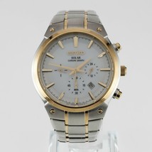 Seiko Solar Chronograph Men&#39;s SS Two-Tone Watch V175-0CX0 - £234.66 GBP