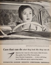 1959 Print Ad Chrysler Cars Lady at Steering Wheel Plymouth Dodge Desoto - $17.65
