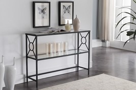 Loyd Entryway Console Sofa Table In Black Metal With Glass Shelf By Kings Brand. - $129.98