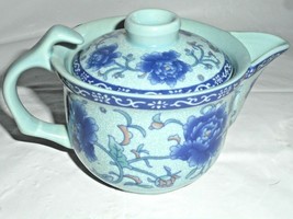 Wen Tai Sun Chinese Arts Crafts Teawear Cup Flowered Hook on Handle Lid  - $23.50