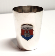 SOLID 925 Sterling Silver Antique Colorful Enamel WWII Livorno Italy Shot Glass - $36.61